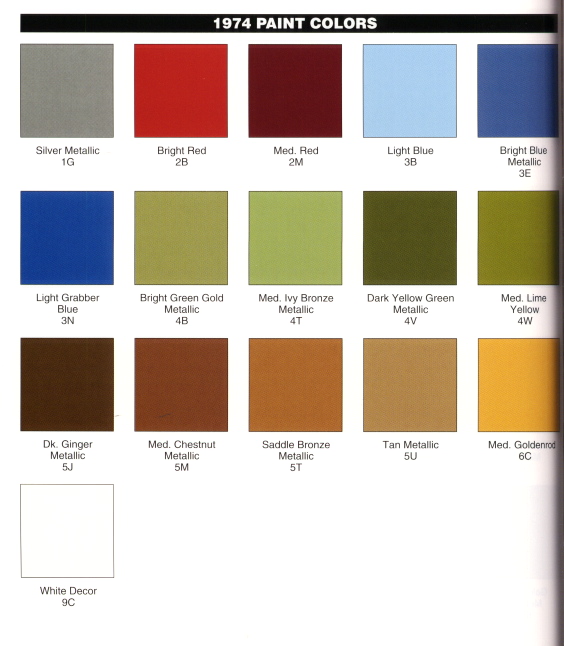 Image of '74 Paint Colors