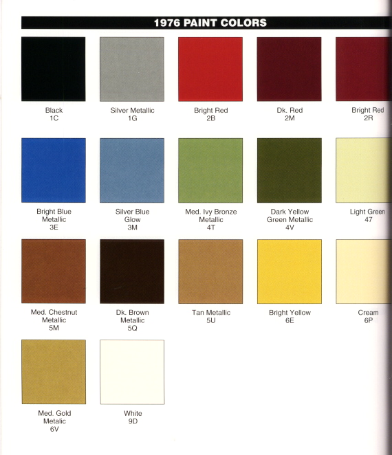 Image of '76 Paint Colors