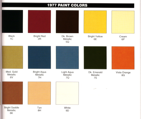 Image of '77 Paint Colors